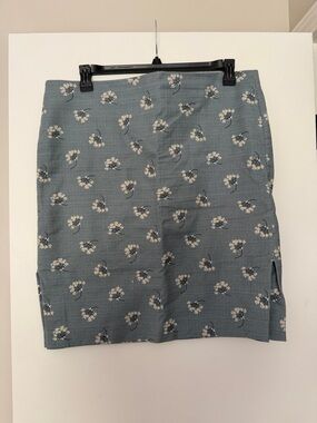 LOFT Blue Floral Pencil Skirt